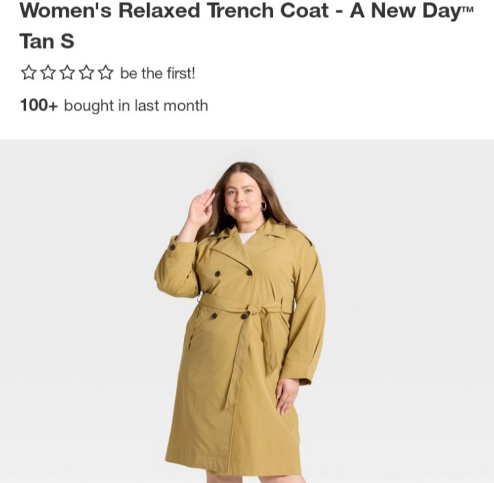 A New Day Women's Relaxed Tan Trench Coat